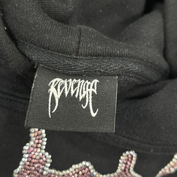 Revenge Nine Months Rhinestone Hoodie Sweater Pullover Size Medium M B5 - Picture 4 of 9